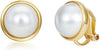 Pearl Clip on Earrings for Women Drop Clip Earrings for Women Gold Plated White Imitation Pearl Earrings Fashion - White Pearl Big