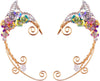Fairy Elf Ear Cuffs, Handcraft Ear Clips Wrap Earrings, Non-Pierced - Colorful Flowers