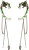 Fairy Elf Ear Cuffs, Handcraft Ear Clips Wrap Earrings, Non-Pierced - Tree & Green Beads