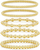 Gold Bracelets for Women with 14K Gold Plated Beaded Strand Bead Ball Bracelets stack Adjustable Jewelry Set for Gifts - main view