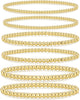 Gold Bracelets for Women with 14K Gold Plated Beaded Strand Bead Ball Bracelets stack Adjustable Jewelry Set for Gifts - 6PCS Gold 3mm+4mm+5mm 6.8 IN