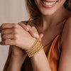 Gold Bracelets for Women with 14K Gold Plated Beaded Strand Bead Ball Bracelets stack Adjustable Jewelry Set for Gifts - view 2