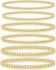 Gold Bracelets for Women with 14K Gold Plated Beaded Strand Bead Ball Bracelets stack Adjustable Jewelry Set for Gifts - 6PCS Gold 3mm+4mm+5mm