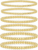 Gold Bracelets for Women with 14K Gold Plated Beaded Strand Bead Ball Bracelets stack Adjustable Jewelry Set for Gifts - 6PCS Gold 4mm+5mm+6mm