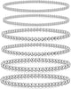 Gold Bracelets for Women with 14K Gold Plated Beaded Strand Bead Ball Bracelets stack Adjustable Jewelry Set for Gifts - 6PCS Silver 3mm+4mm+5mm