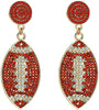 Shining Football Rhinestone Beaded Earrings Colorful Sports Lover Football Earrings for Women Jewelry - C