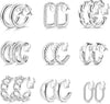 9Pairs Clip on Earrings for Women Chunky Hoop Earring Non Pierced - White Gold1