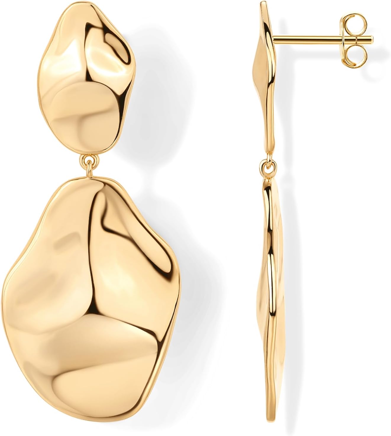 14K Gold Plated Teardrop Statement Drop Dangle Earrings for Women - main view