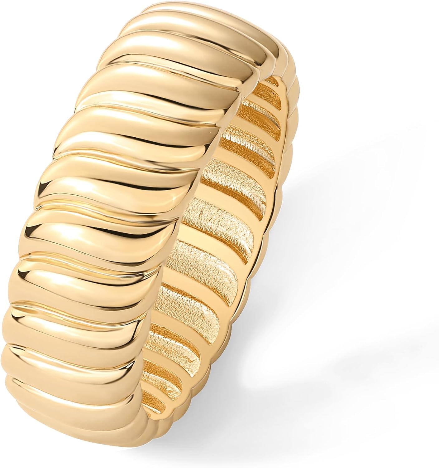14K Gold Plated Chunky Statement Ring Chunky Stackable Wide Band for Women - main view