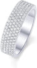 14K Gold Plated Cubic Zirconia Wide Eternity Statement Rings CZ Stackable Wedding Band for Women - White Gold 8