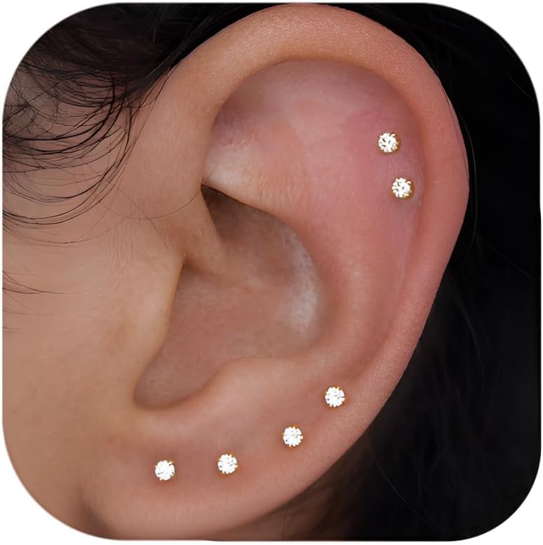 10 Pairs Small Stud Earrings for Women Multiple Piercings - main view