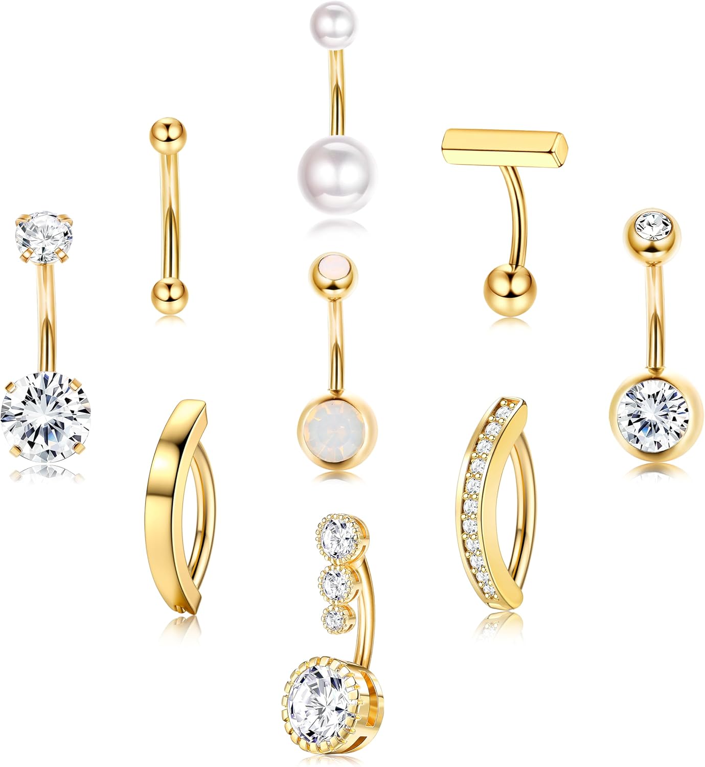 Belly Button Ring Surgical Steel Navel Piercing Jewelry Gold Plated - main view