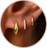 Small Sterling Silver Huggie Hoop Earrings Set for Women, 14K Gold Plated Hoops Stacks for Multiple Piercings, Dainty Cute Mini Lightweight Cartilage - main view