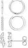 Small Sterling Silver Huggie Hoop Earrings Set for Women, 14K Gold Plated Hoops Stacks for Multiple Piercings, Dainty Cute Mini Lightweight Cartilage - Silver-eye stud