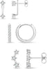 Small Sterling Silver Huggie Hoop Earrings Set for Women, 14K Gold Plated Hoops Stacks for Multiple Piercings, Dainty Cute Mini Lightweight Cartilage - Silver-jacket