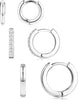 Small Sterling Silver Huggie Hoop Earrings Set for Women, 14K Gold Plated Hoops Stacks for Multiple Piercings, Dainty Cute Mini Lightweight Cartilage - Silver-mix hoops 8 10 12