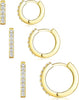 Small Sterling Silver Huggie Hoop Earrings Set for Women, 14K Gold Plated Hoops Stacks for Multiple Piercings, Dainty Cute Mini Lightweight Cartilage - Gold-cz hoops 8 10 12