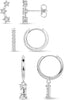 Small Sterling Silver Huggie Hoop Earrings Set for Women, 14K Gold Plated Hoops Stacks for Multiple Piercings, Dainty Cute Mini Lightweight Cartilage - Silver-dangle climber