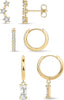 Small Sterling Silver Huggie Hoop Earrings Set for Women, 14K Gold Plated Hoops Stacks for Multiple Piercings, Dainty Cute Mini Lightweight Cartilage - Gold-dangle climber