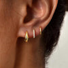 Small Sterling Silver Huggie Hoop Earrings Set for Women, 14K Gold Plated Hoops Stacks for Multiple Piercings, Dainty Cute Mini Lightweight Cartilage - view 2