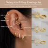 Small Sterling Silver Huggie Hoop Earrings Set for Women, 14K Gold Plated Hoops Stacks for Multiple Piercings, Dainty Cute Mini Lightweight Cartilage - view 6