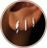 Small Sterling Silver Huggie Hoop Earrings Set for Women, 14K Gold Plated Hoops Stacks for Multiple Piercings, Dainty Cute Mini Lightweight Cartilage - Silver-twisted hoop