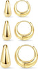 Small Sterling Silver Huggie Hoop Earrings Set for Women, 14K Gold Plated Hoops Stacks for Multiple Piercings, Dainty Cute Mini Lightweight Cartilage - Gold-chunky hoops 8 10 12