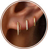 Small Sterling Silver Huggie Hoop Earrings Set for Women, 14K Gold Plated Hoops Stacks for Multiple Piercings, Dainty Cute Mini Lightweight Cartilage - Gold-double hoop