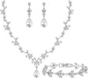 Bridal Wedding Elegant Floral Jewelry Set for Women/Brides/Bridesmaids Crystal Jewelry Set for Wedding Prom Party Bridal Crystal Necklace Earrings - main view
