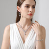 Bridal Wedding Elegant Floral Jewelry Set for Women/Brides/Bridesmaids Crystal Jewelry Set for Wedding Prom Party Bridal Crystal Necklace Earrings - view 2
