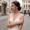 Bridal Wedding Elegant Floral Jewelry Set for Women/Brides/Bridesmaids Crystal Jewelry Set for Wedding Prom Party Bridal Crystal Necklace Earrings - view 3