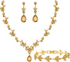 Bridal Wedding Elegant Floral Jewelry Set for Women/Brides/Bridesmaids Crystal Jewelry Set for Wedding Prom Party Bridal Crystal Necklace Earrings - Champagne (Gold)