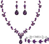 Bridal Wedding Elegant Floral Jewelry Set for Women/Brides/Bridesmaids Crystal Jewelry Set for Wedding Prom Party Bridal Crystal Necklace Earrings - Purple (Silver)