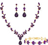 Bridal Wedding Elegant Floral Jewelry Set for Women/Brides/Bridesmaids Crystal Jewelry Set for Wedding Prom Party Bridal Crystal Necklace Earrings - Purple(Gold)