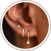 3 Pairs Gold Hoop Earrings Set - Dainty Stud for Multiple Piercing - main view