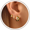 3 Pairs Gold Hoop Earrings Set - Dainty Stud for Multiple Piercing - 2Polished Twisted Earrings-GD