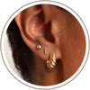 3 Pairs Gold Hoop Earrings Set - Dainty Stud for Multiple Piercing - 2 Ball Stud+Twisted Hoop-GD