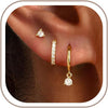 3 Pairs Gold Hoop Earrings Set - Dainty Stud for Multiple Piercing - Rounded cz-GD
