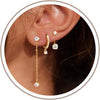 3 Pairs Gold Hoop Earrings Set - Dainty Stud for Multiple Piercing - 3 CZ Long Stud-GD
