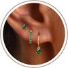 3 Pairs Gold Hoop Earrings Set - Dainty Stud for Multiple Piercing - Emerald Style-GD