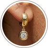 3 Pairs Gold Hoop Earrings Set - Dainty Stud for Multiple Piercing - Square CZ-GD