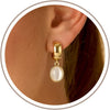 3 Pairs Gold Hoop Earrings Set - Dainty Stud for Multiple Piercing - Cat Eye Stone-GD