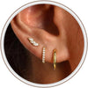 3 Pairs Gold Hoop Earrings Set - Dainty Stud for Multiple Piercing - 3cz leaf stud earrings-GD
