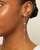 14K Gold Plated Station Linear Dangle Earrings for Women, CZ Earrings - view 3