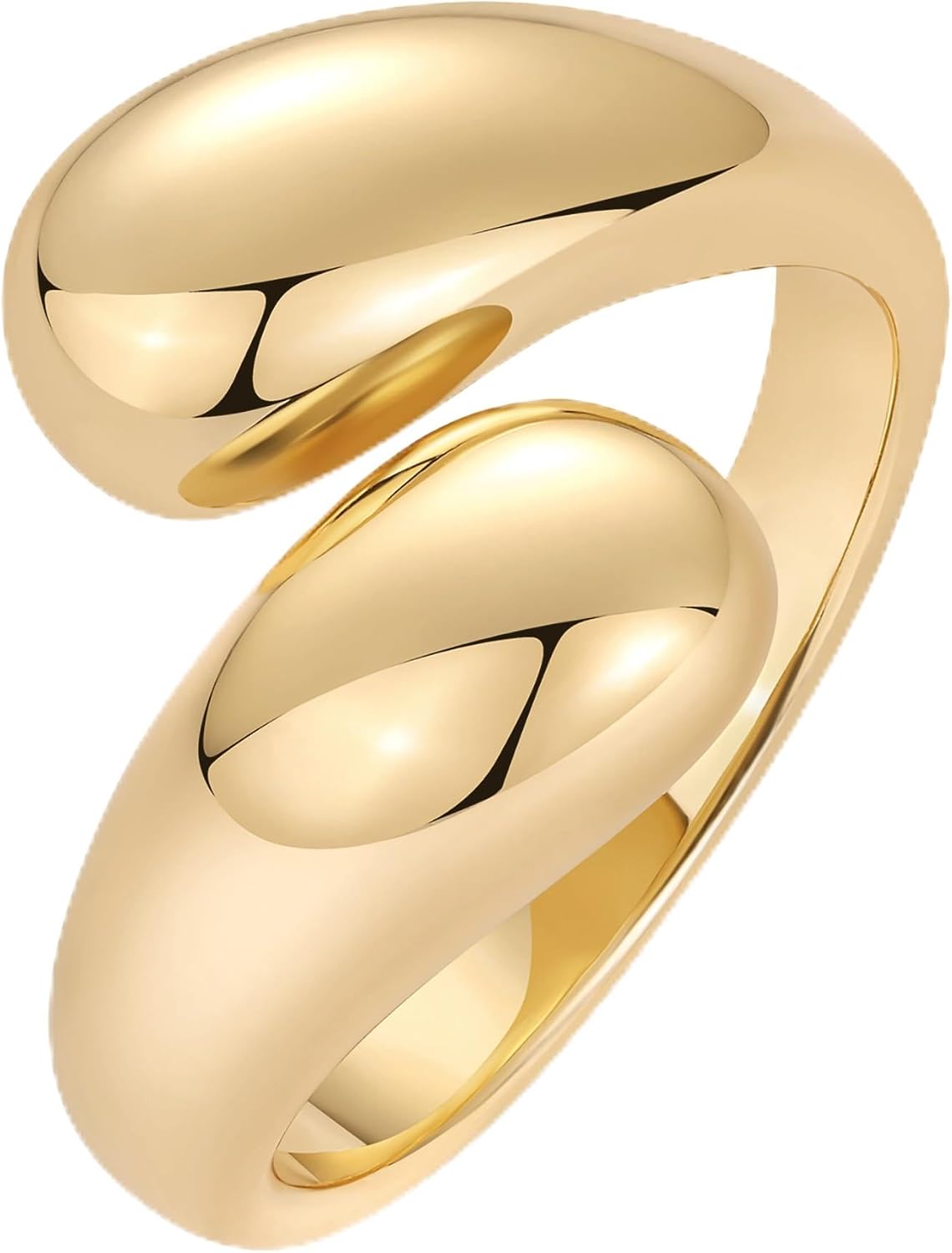 14K Gold Plated Chunky Open Twist Stackable Rings for Women Bold Crossover Statement Ring Band - main view