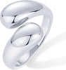 14K Gold Plated Chunky Open Twist Stackable Rings for Women Bold Crossover Statement Ring Band - White Gold 7