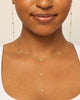 14K Gold Plated Drop Lariat Chain for Women Cubic Zirconia Long Necklace Station Star Layered Beaded Y Necklace - view 3