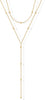 14K Gold Plated Drop Lariat Chain for Women Cubic Zirconia Long Necklace Station Star Layered Beaded Y Necklace - Yellow Gold Beaded