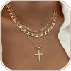 Cross Necklace for Women Stack 14K Gold/Silver Plated Layered Necklace - main view