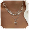 Cross Necklace for Women Stack 14K Gold/Silver Plated Layered Necklace - SL